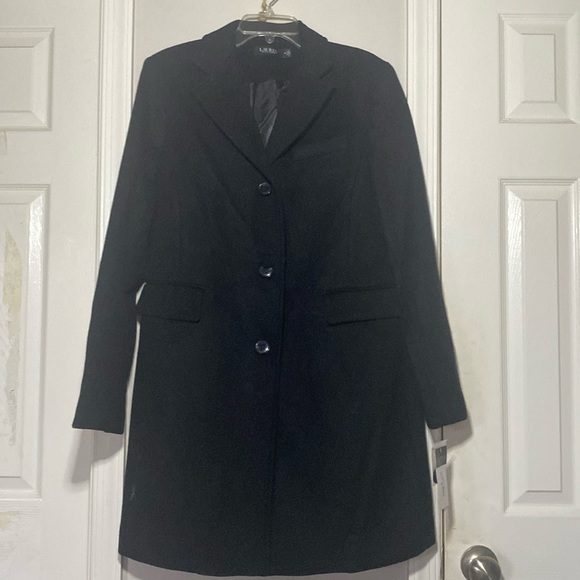 NWT Lauren Ralph Lauren Single Breasted Wool Blend Reefer Coat in Black size 10 - Picture 6 of 17